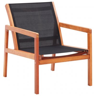VIDAXL Chaise de jardin - Bois d'eucalyptus solide et textil&egrave;ne - Noir