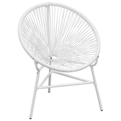 VIDAXL Chaise de jardin en corde forme de lune R&eacute;sine tress&eacute;e Blanc