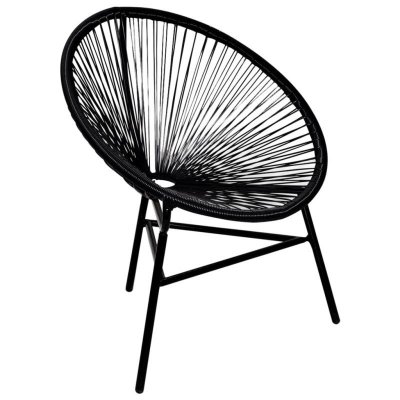 VIDAXL Chaise de jardin forme de lune R&eacute;sine tress&eacute;e Noir