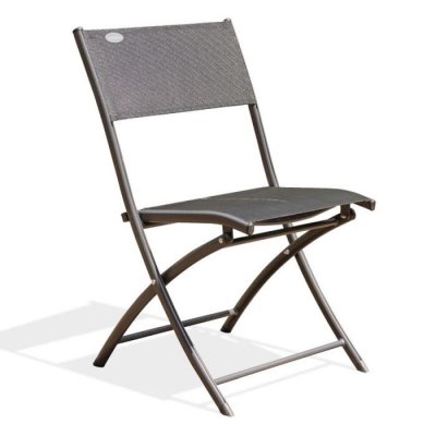 DCB GARDEN Chaise de jardin pliante en aluminium et toile plastifi&eacute;e noire