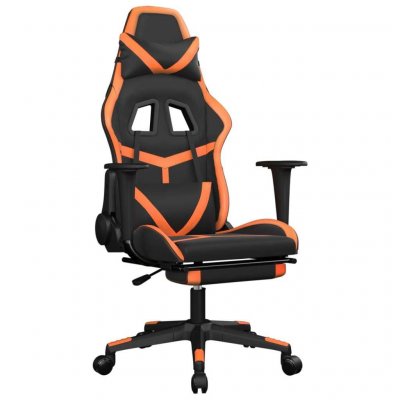 VIDAXL Chaise de jeu avec repose-pied Noir et orange Similicuir 