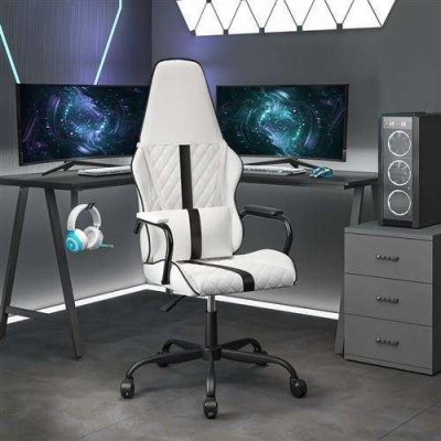 VIDAXL Chaise de jeu Blanc et noir Similicuir  White and black