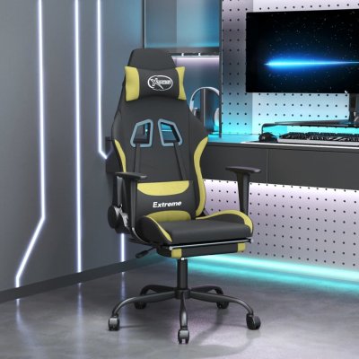 VIDAXL Chaise de jeu de massage avec repose-pied Noir et vert clair