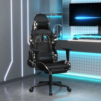 VIDAXL Chaise de jeu de massage repose-pied Noir&Camouflage Similicuir - 