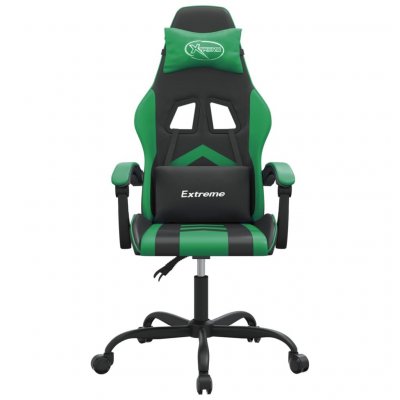 VIDAXL Chaise de jeu pivotante Noir et vert Similicuir