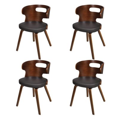 Chaise de salle &agrave; manger 4 pcs avec cadre en bois Marron
