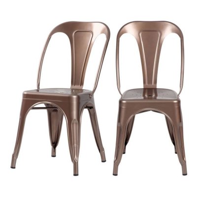 Chaise en m&eacute;tal (lot de 2) - Indus - Cuivre
