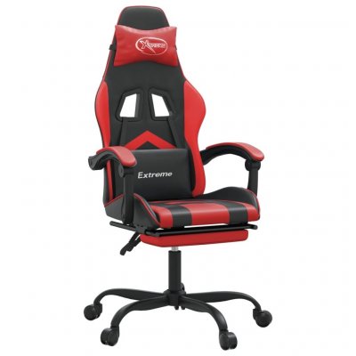 VIDAXL Chaise gaming avec repose-pied Noir et rouge SimilicuirChaise Gamer Si&egrave;ge Gaming Fauteuil Gamer 