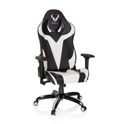  Chaise gaming / chaise de bureau promoter i similicuir noir / blanc hjh office