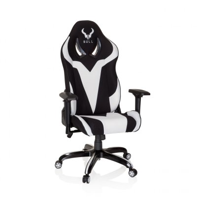  Chaise gaming / chaise de bureau promoter ii en tissu noir / blanc hjh office