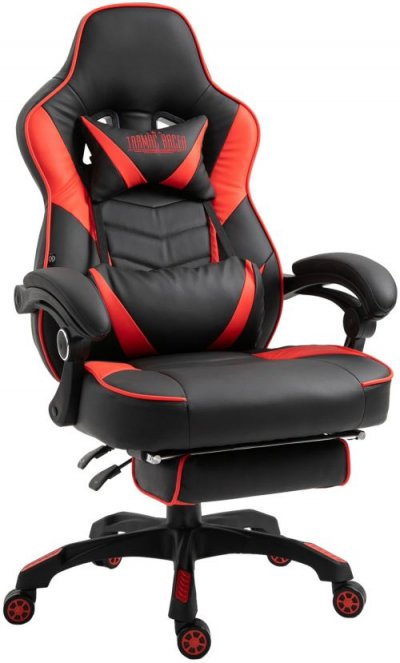 Chaise gaming / de bureau tilos en similicuir avec repose-pieds t&eacute;l&eacute;scopique , noir / rouge