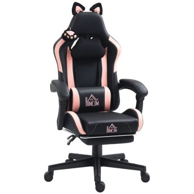 HOMCOM Chaise Gaming Design Oreilles Et Patte De Chat