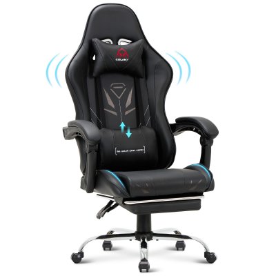 COLAMY Chaise gaming ergonomique, avec repose-pieds, capacit&eacute; de charge maximale 136kg-Noir