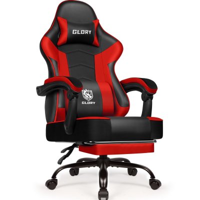  Chaise Gaming,fauteuil Gamer Avec Coussin Lombaire Et Repose-pieds,charge 150kg-rouge
