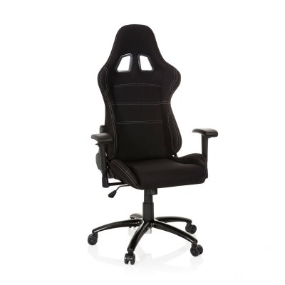 HJH OFFICE Chaise gaming / fauteuil gamer GAME FORCE tissu noir  
