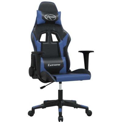 VIDAXL Chaise gaming Noir et bleu SimilicuirChaise Gamer Si&egrave;ge Gaming Fauteuil Gamer 