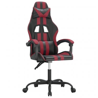 VIDAXL Chaise gaming pivotante Noir et rouge bordeaux SimilicuirChaise Gamer Si&egrave;ge Gaming Fauteuil Gamer 