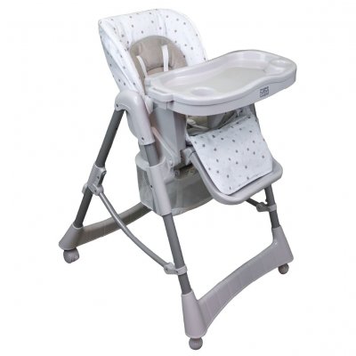 MONSIEUR BEBE Chaise haute b&eacute;b&eacute; pliable r&eacute;glable hauteur dossier tablette - Ptit Stars marron
