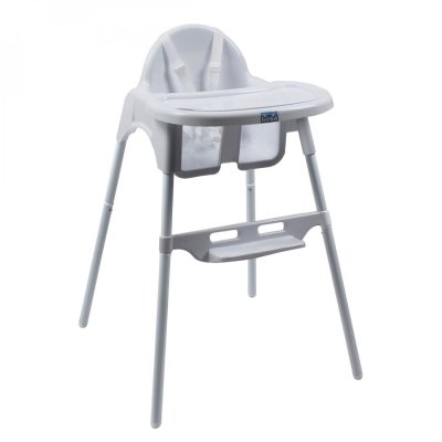Chaise haute b&eacute;b&eacute; r&eacute;glable hauteur et tablette - Blanc