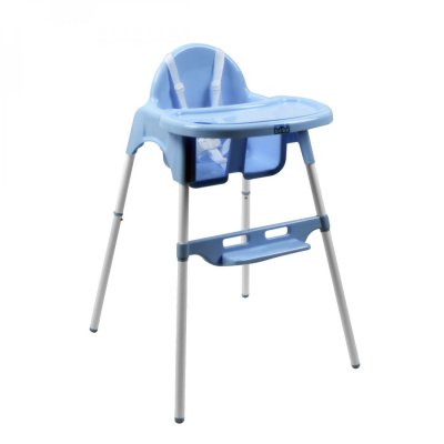 MONSIEUR BEBE Chaise haute b&eacute;b&eacute; r&eacute;glable hauteur et tablette - Bleu