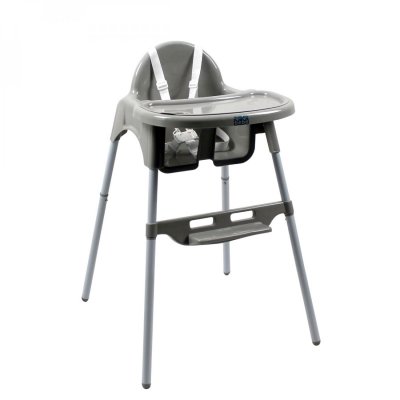 MONSIEUR BEBE Chaise haute b&eacute;b&eacute; r&eacute;glable hauteur et tablette - Gris