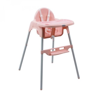 Chaise haute b&eacute;b&eacute; r&eacute;glable hauteur et tablette - Rose