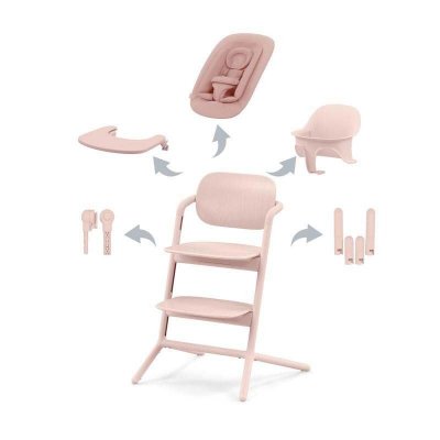CYBEX Chaise Haute  Lemo 2 Set 4-en-1 + Transat - Pearl Pink