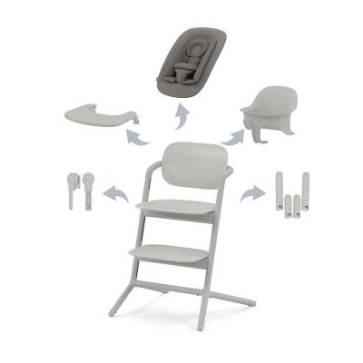 CYBEX Chaise Haute  Lemo 2 Set 4-en-1 + Transat - Suede Grey