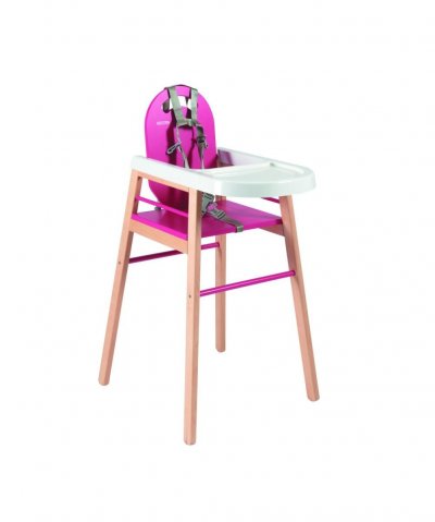  Chaise haute scandinave en bois massif bicolore fuchsia