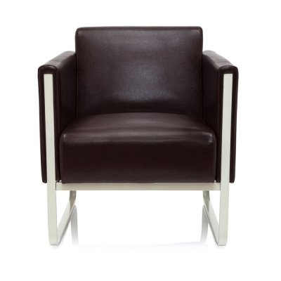 HJH OFFICE Chaise longue aruba cadre argentin similicuir 1 place marron 