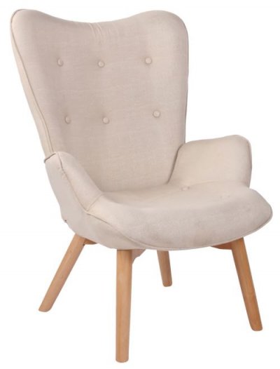 Chaise Lounge Durham en Tissu - Si&egrave;ge Cr&egrave;me