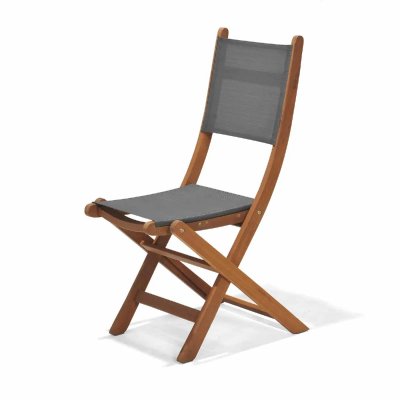 CHILLVERT Chaise Pliable  Textilene et Bois Eucalyptus 50.65 x 49.60 x 93.20 cm 