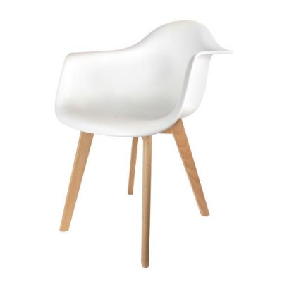 THE HOME DECO FACTORY Chaise scandinave avec accoudoir blanc FJORD