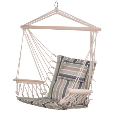 OUTSUNNY Chaise suspendue hamac beige ray&eacute;