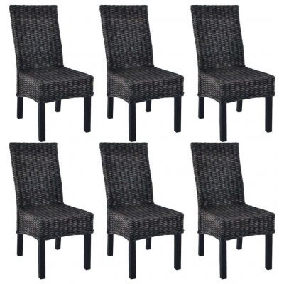Chaises &agrave; d&icirc;ner 6 pcs Noir Rotin Kubu et bois de manguier Vidaxl Noir