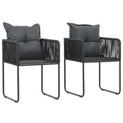 VIDAXL Chaises d'ext&eacute;rieur 2 pcs avec oreillers R&eacute;sine tress&eacute;e Noir