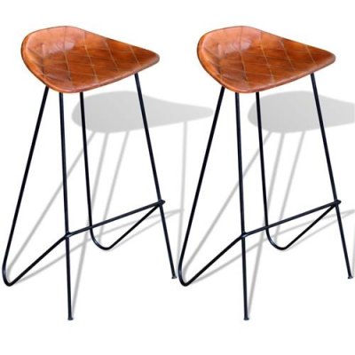 Chaises de bar 2 pcs Noir et marron Cuir v&eacute;ritable Vidaxl Marron