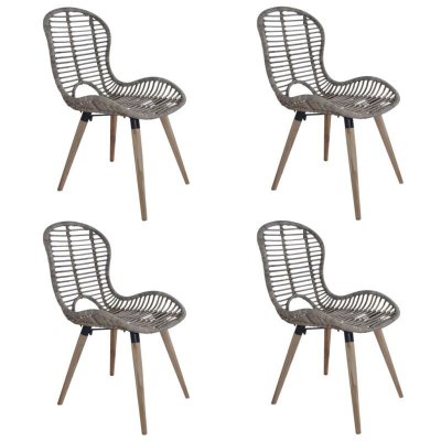 VIDAXL Chaises de salle &agrave; manger 4 pcs Marron Rotin naturel