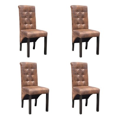 Chaises de salle &agrave; manger 4 pcs Marron Similicuir Vidaxl Marron