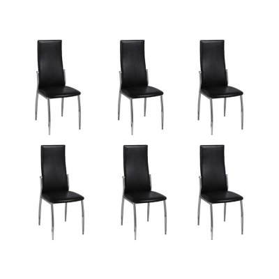 Chaises de salle &agrave; manger 6 pcs Noir Similicuir vidaXL - Black