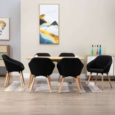 Chaises de salle &agrave; manger 6 pcs Noir Tissu Vidaxl Black