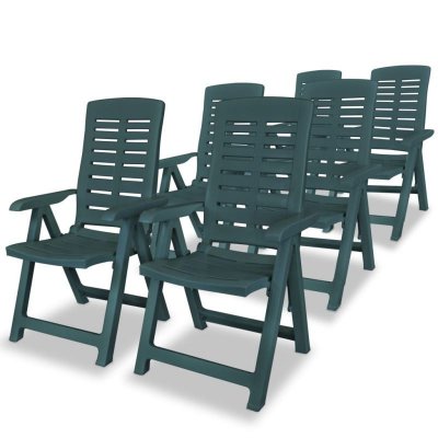 VIDAXL Chaises inclinables de jardin 6 pcs Plastique Vert  - Vert