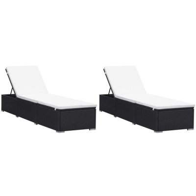 VIDAXL Chaises longues avec coussins 2 pcs r&eacute;sine tress&eacute;e noir 277088