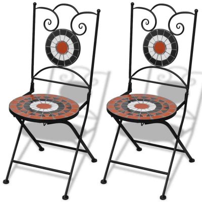 VIDAXL Chaises pliables de bistro 2 pcs C&eacute;ramique Terre cuite et blanc