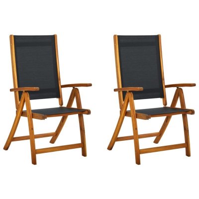 VIDAXL Chaises pliables de jardin 2 pcs Bois d'acacia et textil&egrave;ne