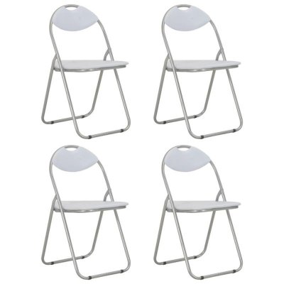 Chaises pliantes de salle &agrave; manger 4 pcs Blanc Similicuir Vidaxl White