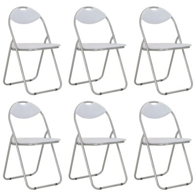 Chaises pliantes de salle &agrave; manger 6 pcs Blanc Similicuir Vidaxl White