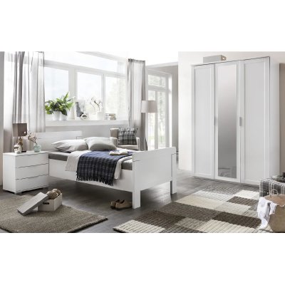 PEGANE Chambre a coucher complete enfant (lit 90x200cm + chevet + armoire) coloris blanc --