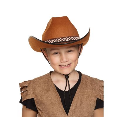 BOLAND Chapeau Cowboy Enfant -  - Brun - Ruban - Ficelle - Accessoire de d&eacute;guisement 