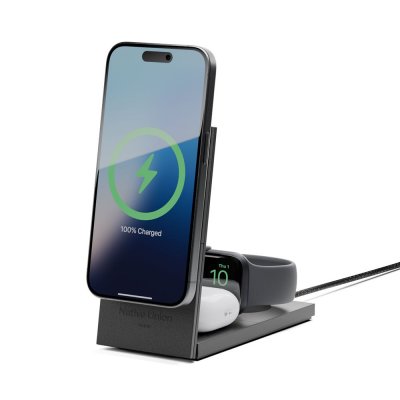 NATIVE UNION Chargeur magn&eacute;tique sans fil 3 en 1  rise noir